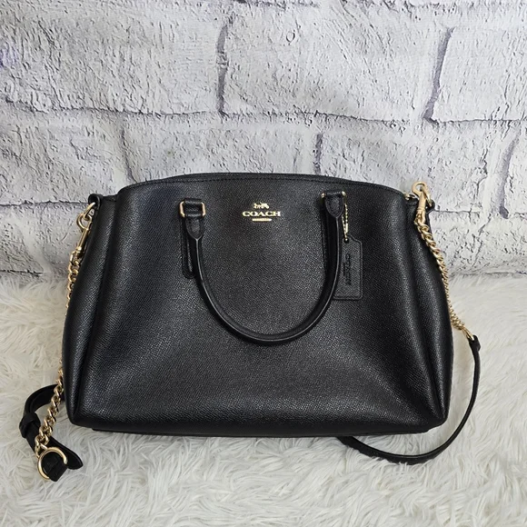 Coach Black And Gold Leather Women's Crossbosy Bag - Picture 2 of 16